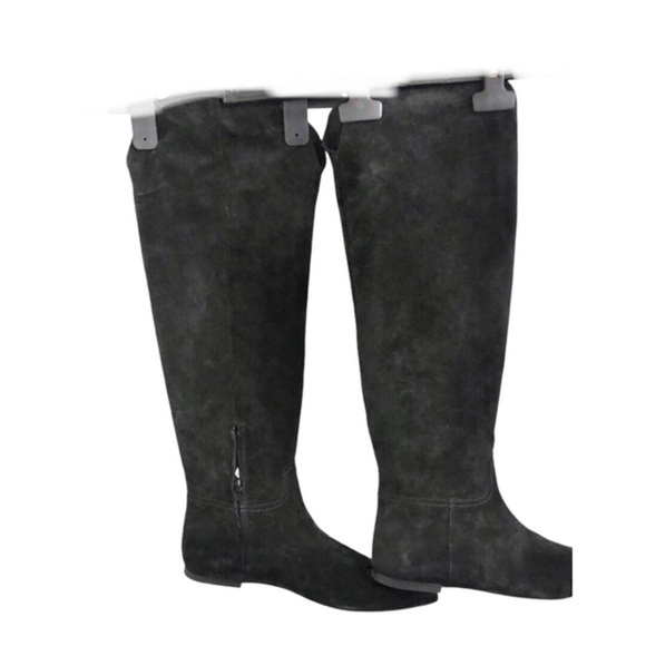 Polo Ralph Lauren black Calf Suede/Calf Leather knee-high flat pointy toe boots - Picture 8 of 16